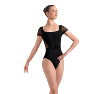 L20011B Opulence Velvet Bind Cap Sleeve Leotard
