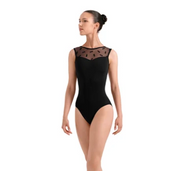 L50012 Opulence Flock Print Detail Tank Leotard
