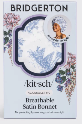 Bridgerton x Kitsch Breathable Satin Bonnet in Garden Toile