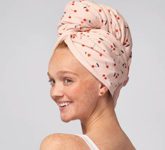 XL Hair Towel Wrap - Cherry Print