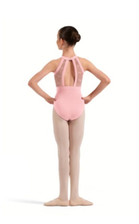 CL40016 Floral Flock Print Halter Leotard