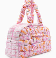 OMG Accessories Quilted Paris Printed Medium Duffle Bag